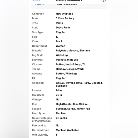 J.Crew Factory Wide-leg trouser pant SZ 12 - Picture 16 of 16